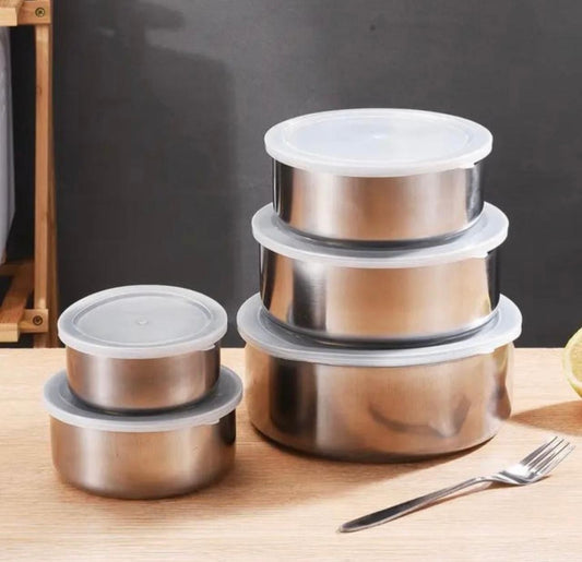 5 Stainless Steel Bowls Set